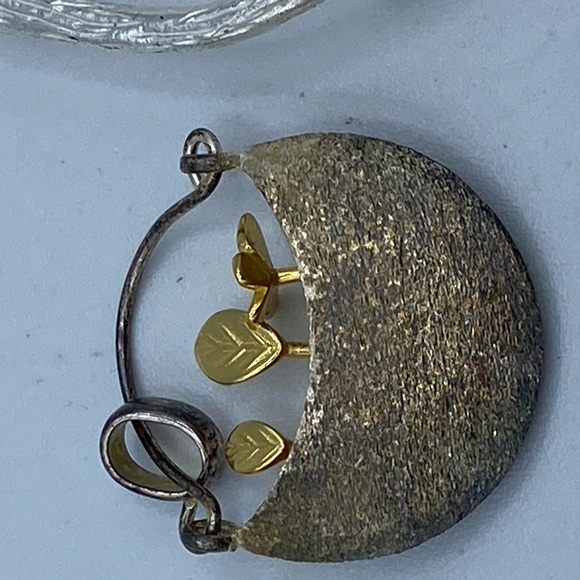 925 Sterling Silver Handmade birds on a branch Bangle and Garden Pot Pendant - Picture 4 of 11